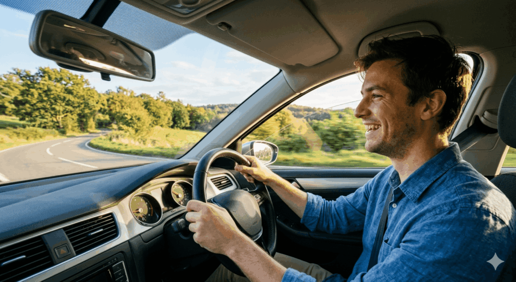 gluecklicher Mann im Auto der-auto-blogger.de Sidebar 1